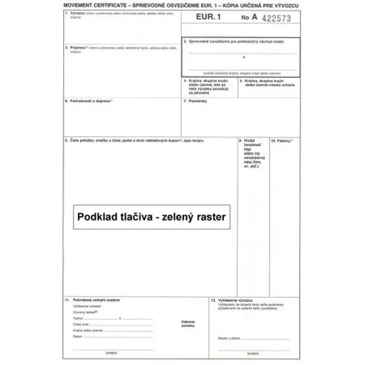 EUR. 1 - 3 listy