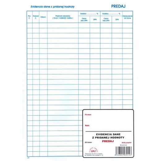 Evidencia DPH - PREDAJ, A4 20 listov