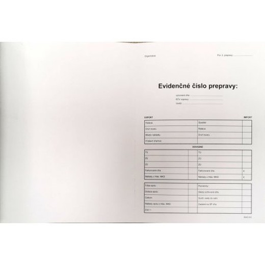 Evidenčné číslo prepravy - obal 50x30cm