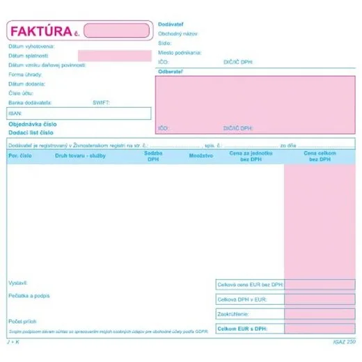 Faktúra-21x20 cm-dvojfarebná   100 list.