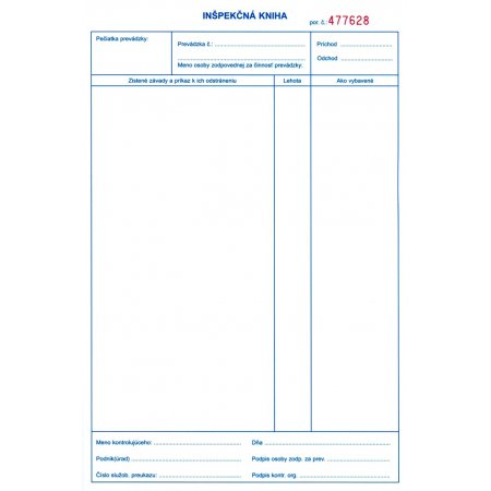Inšpekčná kniha A4        3x25 listov
