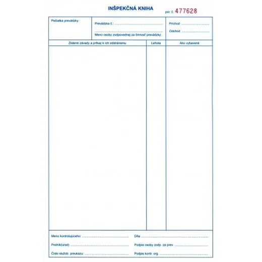 Inšpekčná kniha A4 3x25 listov