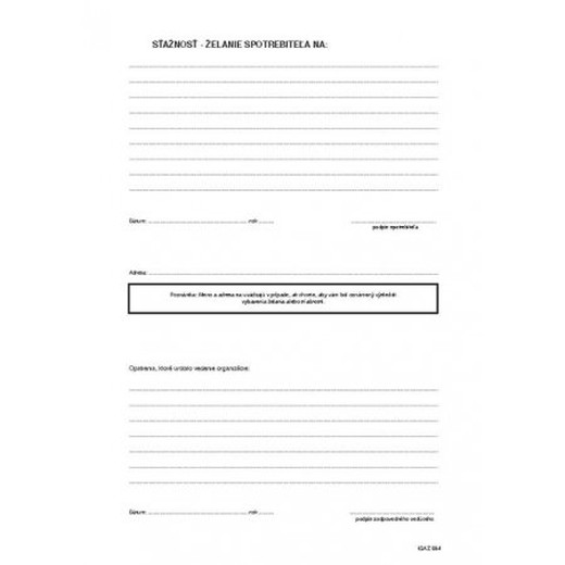 Kniha želaní a sťažností A4 2x25 list