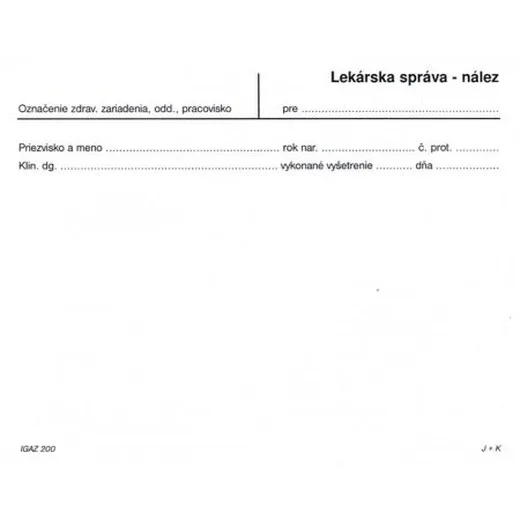 Lekárska správa - nález A5 list