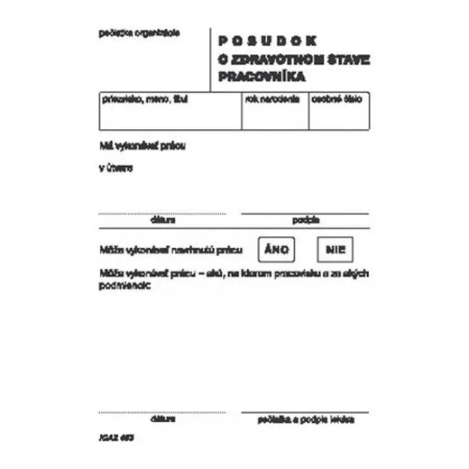 Posudok o zdravotnom stave pracovníka A6