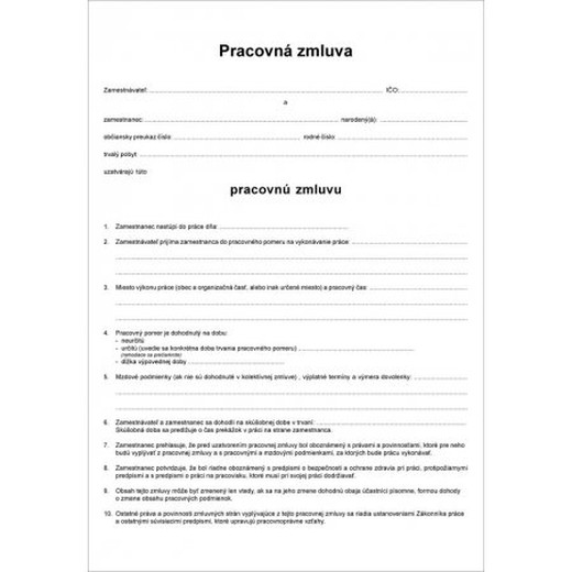 Pracovná zmluva A4