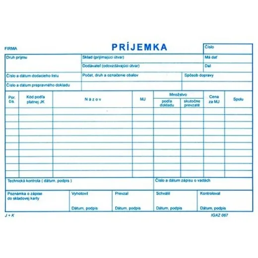 Príjemka A5 - 100 listov samoprepis