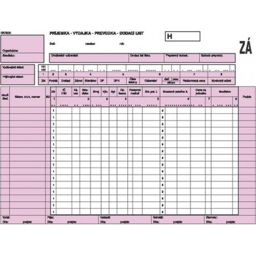Príjemka-výdajka-prevodka-dodací list A4 copy, číslov., 25x3 listy