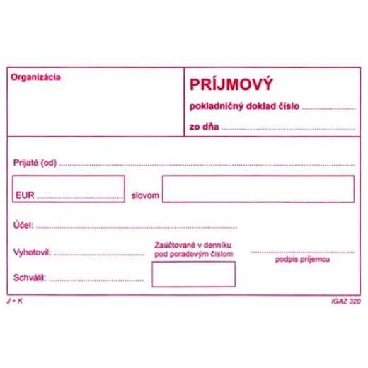 Príjmový pokladničný doklad A6 samoprepis bez DPH