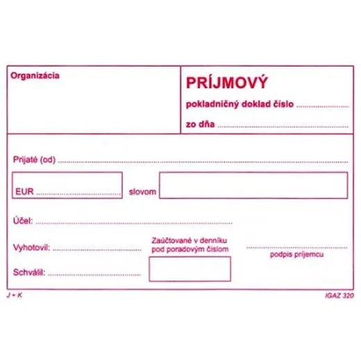 Príjmový pokladničný doklad A6 samoprepis bez DPH