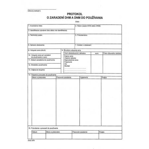 Protokol o zaradení DHM a DNM A4