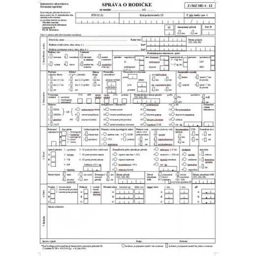 Správa o rodičke A4 4list Z(MZ SR) 4-12