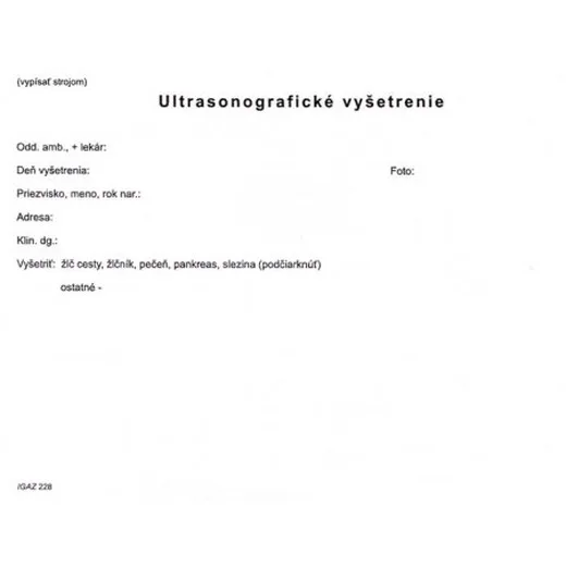 Ultrasonografické vyšetrenie A5 list