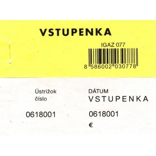Vstupenka dvojdielna číslovaná 100 list
