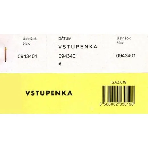 Vstupenka trojdielna číslovaná 100 list