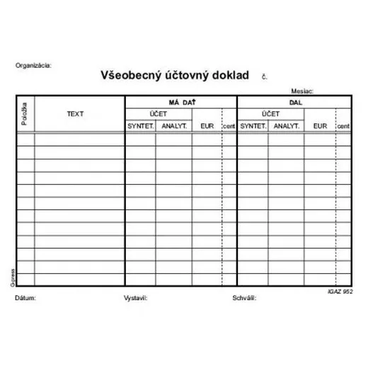 Všeobecný účtov. doklad, A5-100 listov