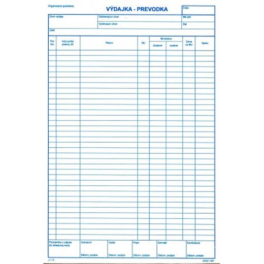 Výdajka - prevodka A4 - 100 listov
