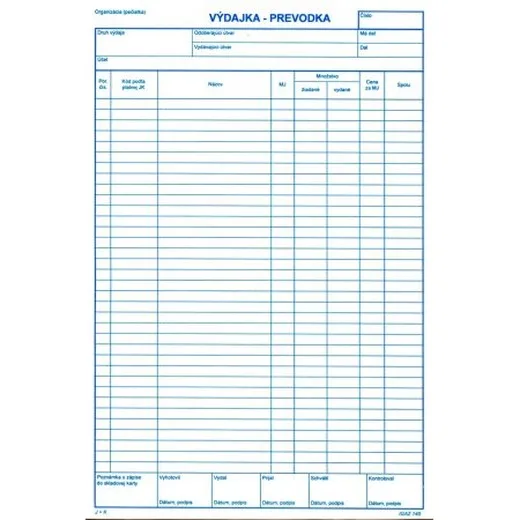 Výdajka - prevodka      A4 - 100 listov