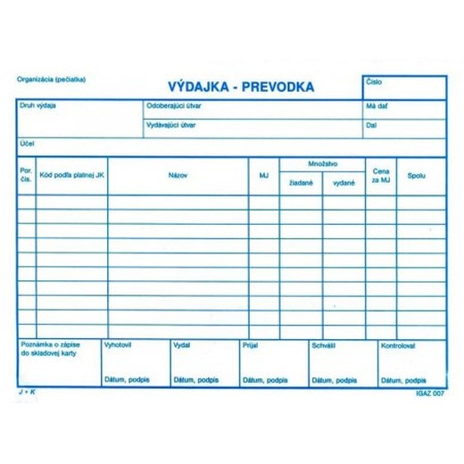 Výdajka - prevodka A5 NCR bez DPH