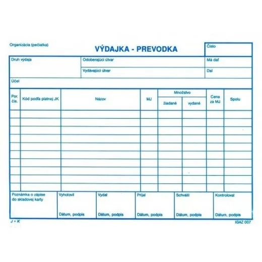 Výdajka - prevodka A5 NCR bez DPH