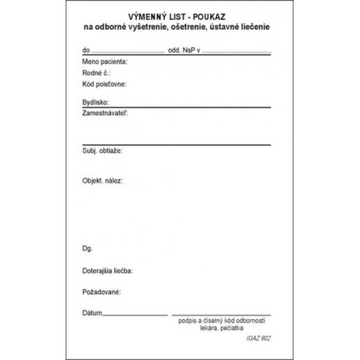 Výmenný list - poukaz sypaný A6 100-l.