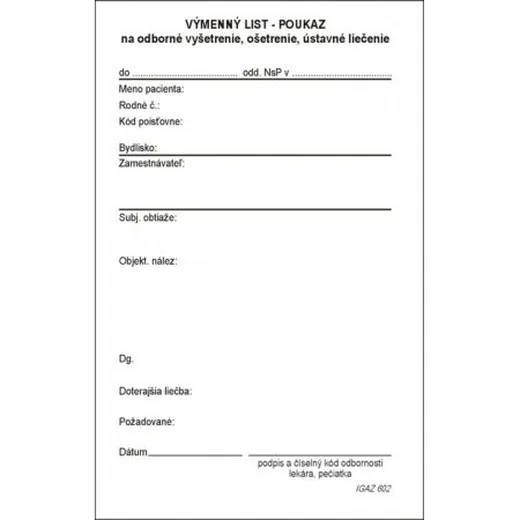 Výmenný list - poukaz sypaný A6 100-l.