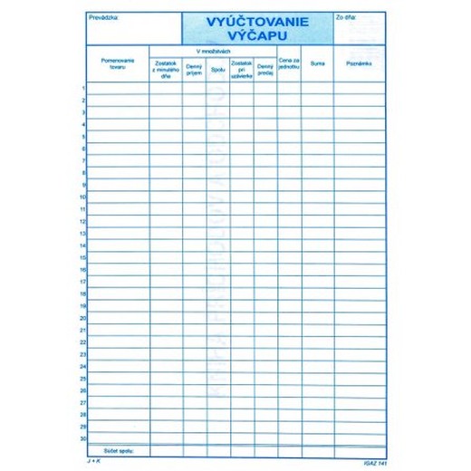 Vyúčtovanie výčapu A4 - 100 listov