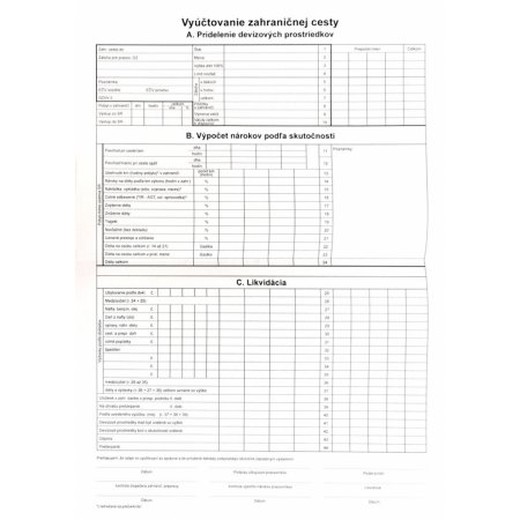 Vyúčtovanie zahraničnej cesty A3/A4