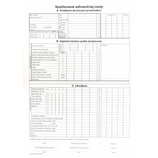 Vyúčtovanie zahraničnej cesty A3/A4
