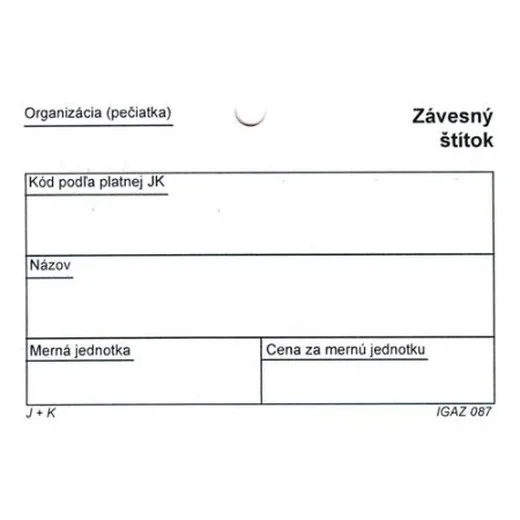Závesný štítok - A7 na šírku - kartón