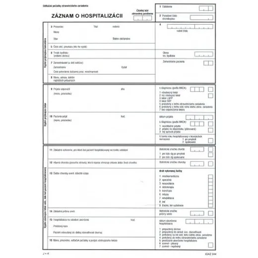 Záznam o hospitalizácii  A4