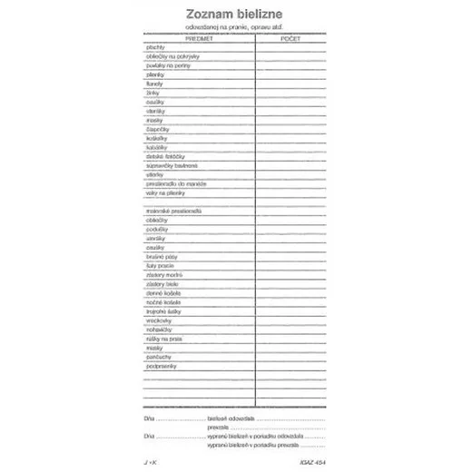 Zoznam bielizne na pranie  105x260 50-l.