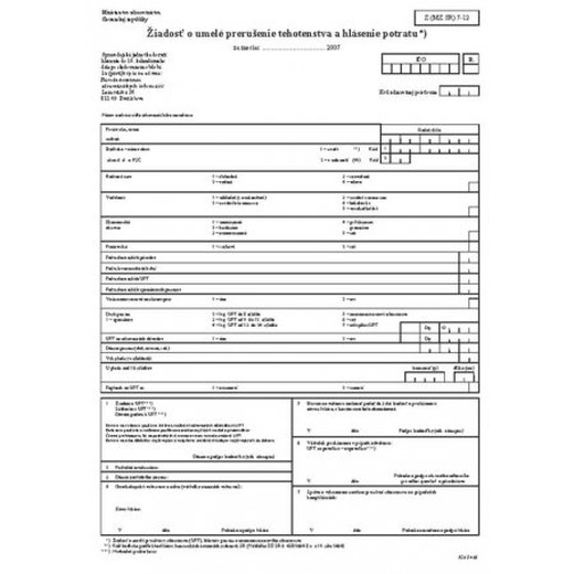 Žiadosť o umelé prerušenie Z(MZ SR) 7-12