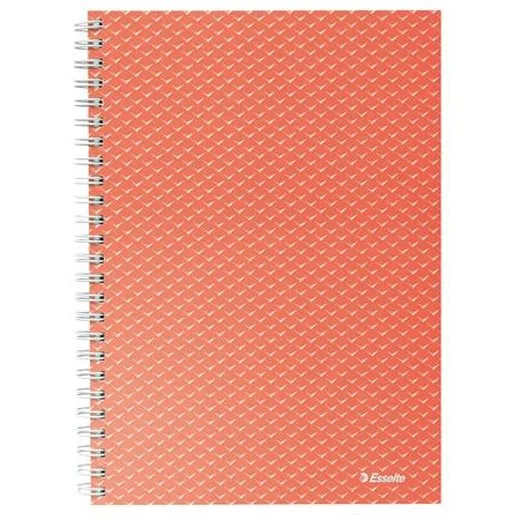 Špirálový zošit, A5, štvorčekový, 80 listov, ESSELTE  "Colour`Breeze", koralová
