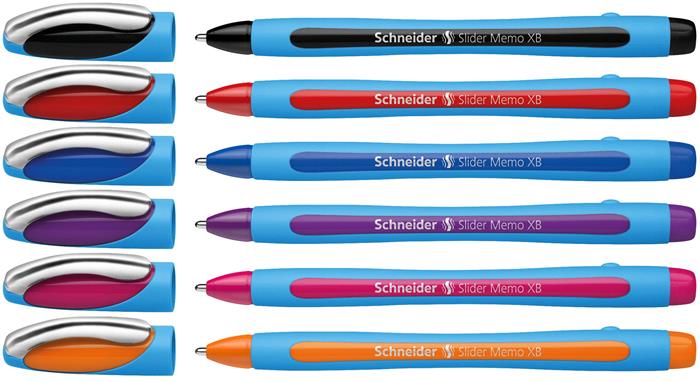 Guľôčkové pero, sada, 0,7 mm, s vrchnákom, SCHNEIDER "Slider Memo XB", mix farieb