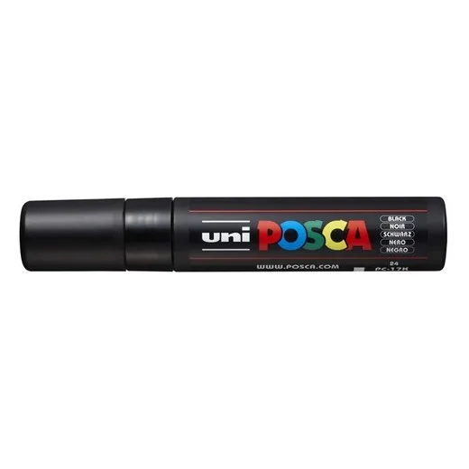 Dekoračný popisovač, 15 mm, zrezaný hrot, UNI "Posca PC-17K", čierna