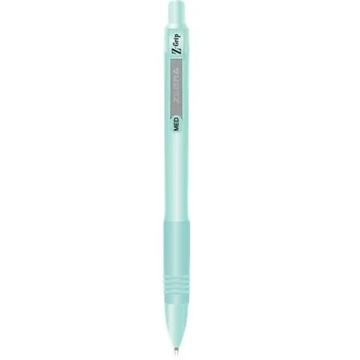 Guľôčkové pero, 0,27 mm, stláčací mechanizmus, zelené telo pera, ZEBRA "Z-Grip Pastel", modré