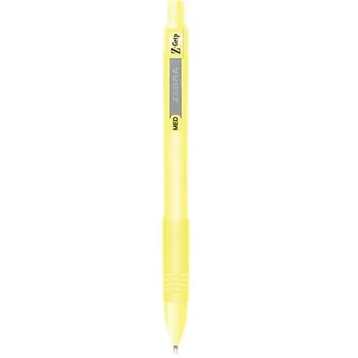 Guľôčkové pero, 0,27 mm, stláčací mechanizmus, žlté telo pera, ZEBRA "Z-Grip Pastel", modré