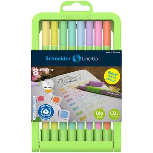 Liner, sada, 0,4 mm, SCHNEIDER "Line-Up Pastel", 8 rôznych pastelových farieb