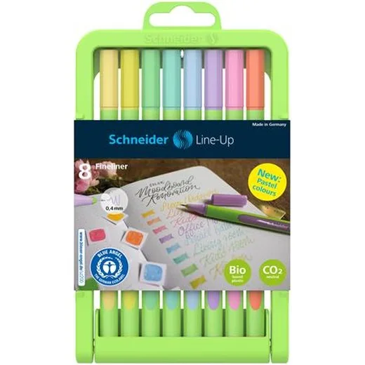 Liner, sada, 0,4 mm, SCHNEIDER "Line-Up Pastel", 8 rôznych pastelových farieb