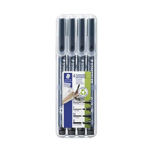 Permanentný popisovač, sada, OHP, STAEDTLER "Lumocolor® 31", 4 rôzne hrúbky, čierna