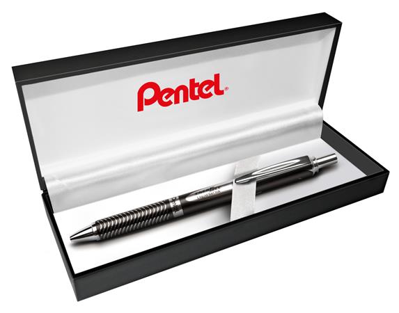 Gélové pero, 0,35 mm, stláčací mechanizmus, telo pera: čierna, PENTEL "EnerGel BL-407" modrá
