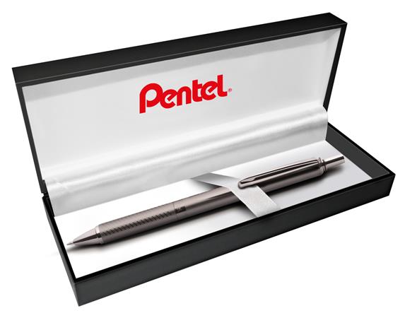 Gélové pero, 0,35 mm, stláčací mechanizmus, telo pera: antracitová, PENTEL "EnerGel BL-407" modrá