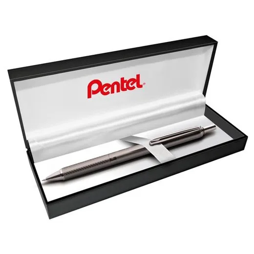 Gélové pero, 0,35 mm, stláčací mechanizmus, telo pera: antracitová, PENTEL "EnerGel BL-407" modrá