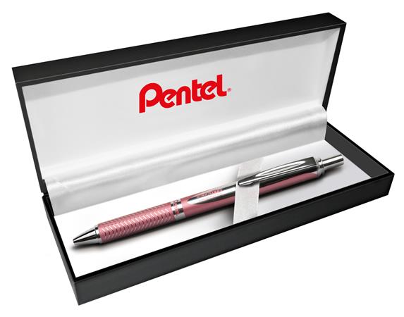 Gélové pero, 0,35 mm, stláčací mechanizmus, telo pera: ružová, PENTEL "EnerGel BL-407" modrá
