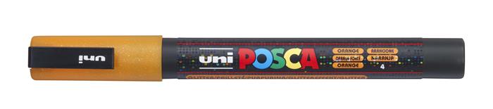 Dekoračný popisovač, 0,9-1,3 mm, UNI"Posca PC-3ML", lesklá oranžová