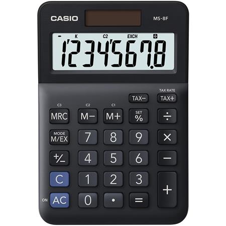Kalkulačka, stolová, 8 miestny displej, CASIO "MS-8 F", čierna