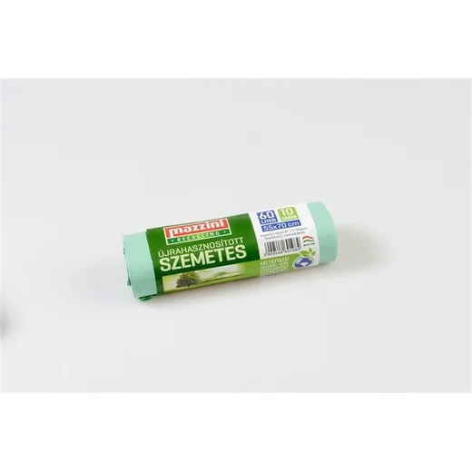 Vrecia na odpadky, recyklované, 60 l, 10 ks, 55x70 cm, 14 µ, MAZZINI, zelená