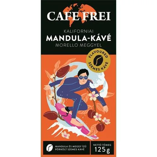 Káva, pražená, zrnková, 125 g, CAFE FREI "Kalifornská mandľa" s morellou višňou
