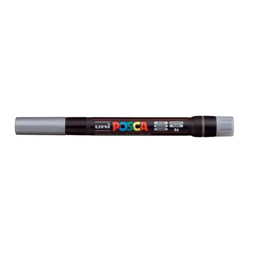 Popisovač v tvare štetca, UNI "Posca PCF-350", strieborná